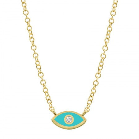 Jai's 14K Yellow Gold Turquoise-accented Diamond Evil Eye Necklace
