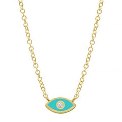 Jai's 14K Yellow Gold Turquoise-accented Diamond Evil Eye Necklace