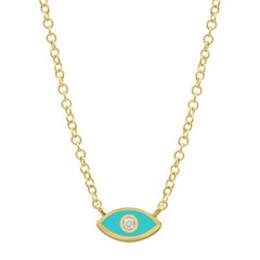 Jai's 14K Yellow Gold Turquoise-accented Diamond Evil Eye Necklace