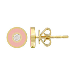 Jai's 14K Yellow Gold Pink-accented Diamond Studs