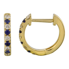 Jai's 14K Yellow Gold Sapphire & Diamond Hoops