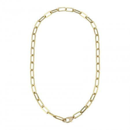 Jai's 14K Yellow Gold Paperclip Chain with Diamond Pave Clasp