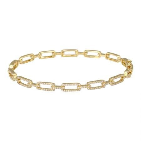 Jai's 14K Yellow Gold Pave Diamond Link Bangle