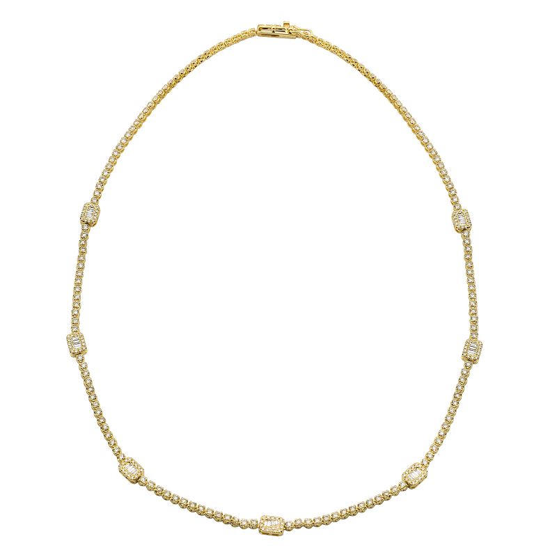Jai's 14K Yellow Gold Diamond Studded Tennis Necklace