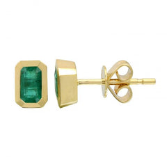 Jai's 14K Yellow Gold Solitaire Emerald Studs