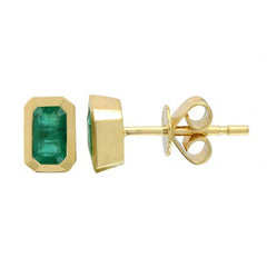Jai's 14K Yellow Gold Solitaire Emerald Studs