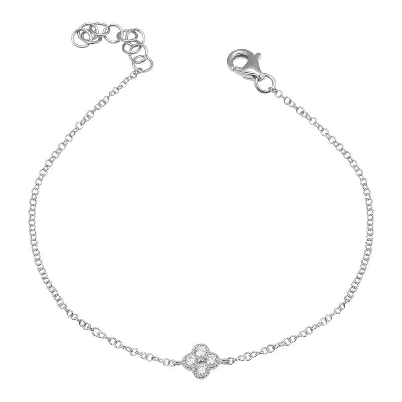 Jai's 14K White Gold Diamond Clover Bracelet