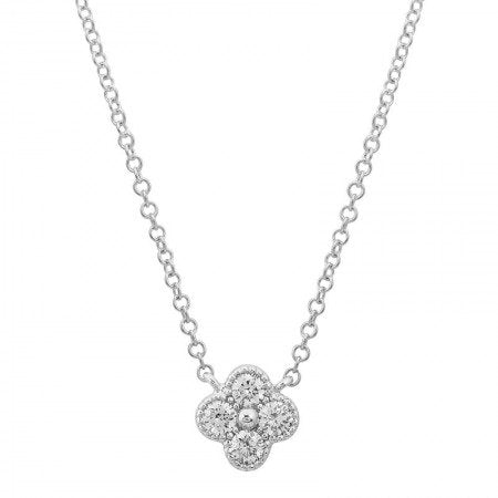 Jai's 14K White Gold Diamond Clover Necklace