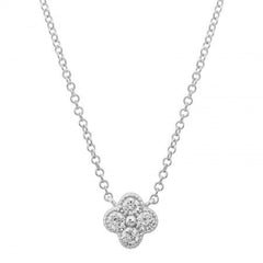 Jai's 14K White Gold Diamond Clover Necklace