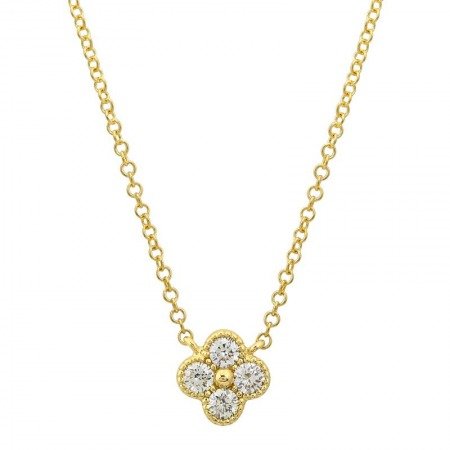 Jai's 14K Yellow Gold Diamond Clover Necklace