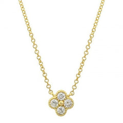 Jai's 14K Yellow Gold Diamond Clover Necklace
