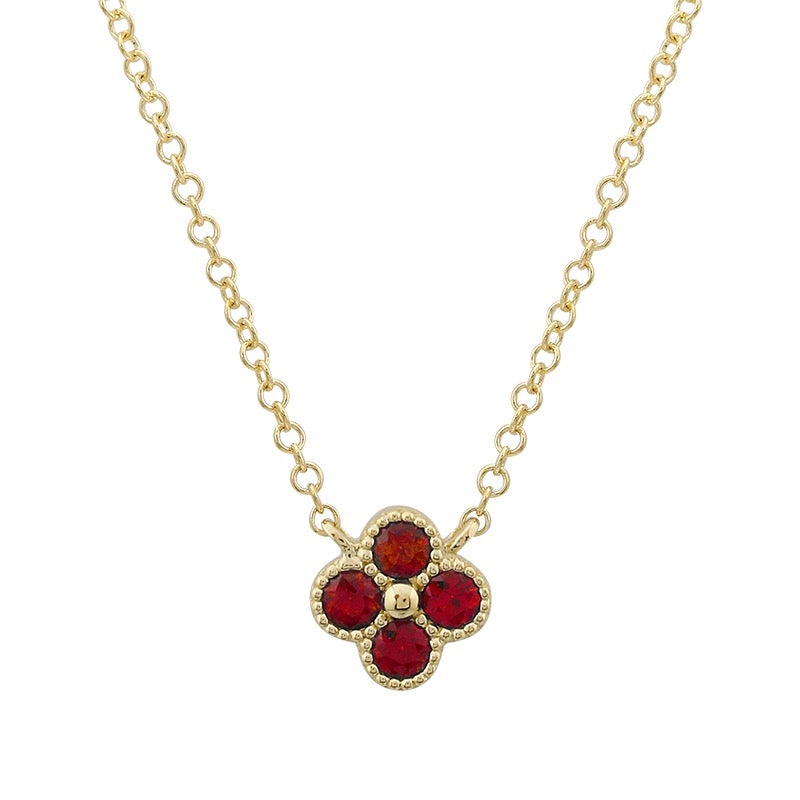 Jai's 14K Yellow Gold Floral Ruby Necklace