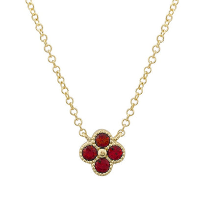 Jai's 14K Yellow Gold Floral Ruby Necklace