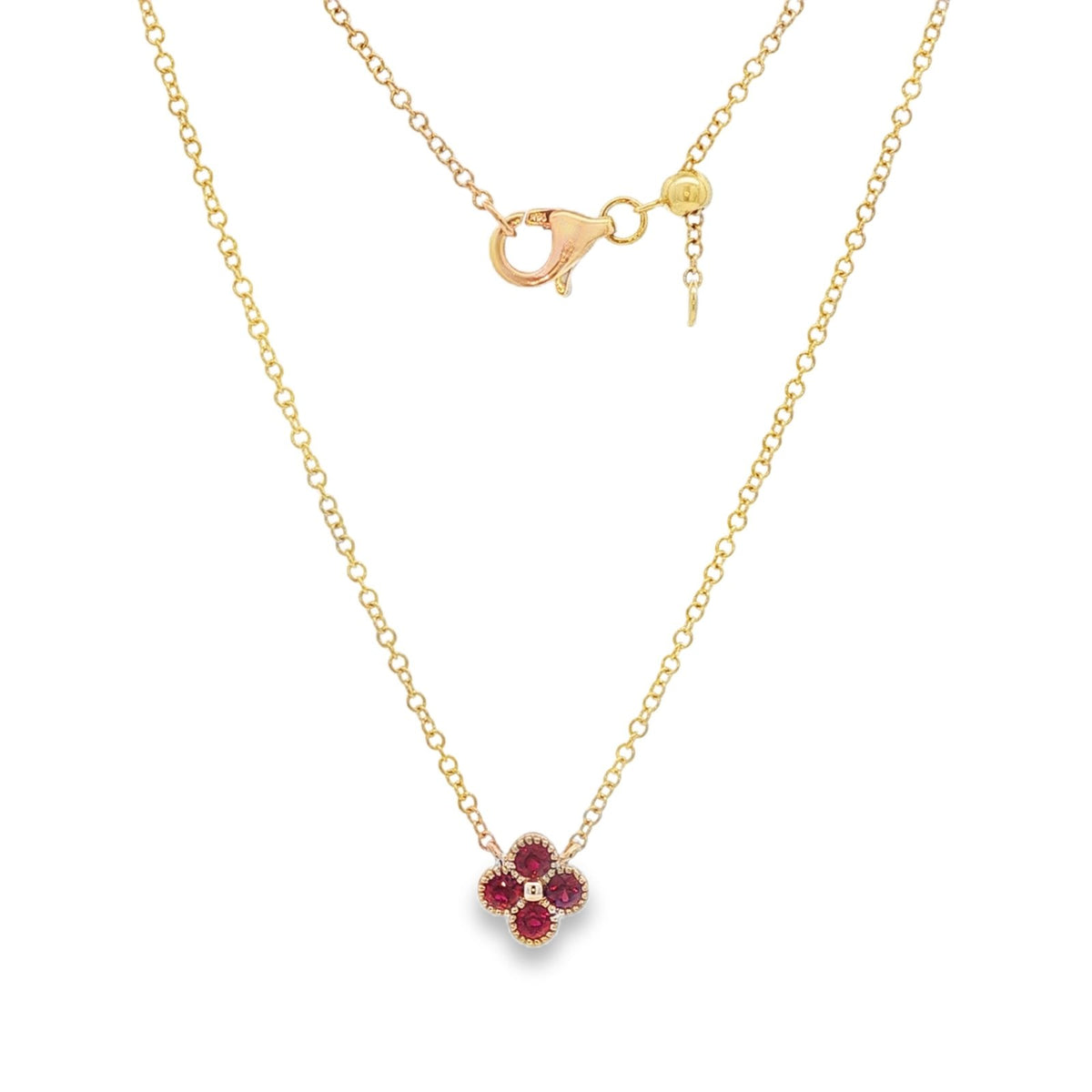 Jai's 14K Yellow Gold Floral Ruby Necklace