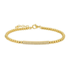 Jai's 14K Yellow Gold Diamond Bar Beaded Bracelet