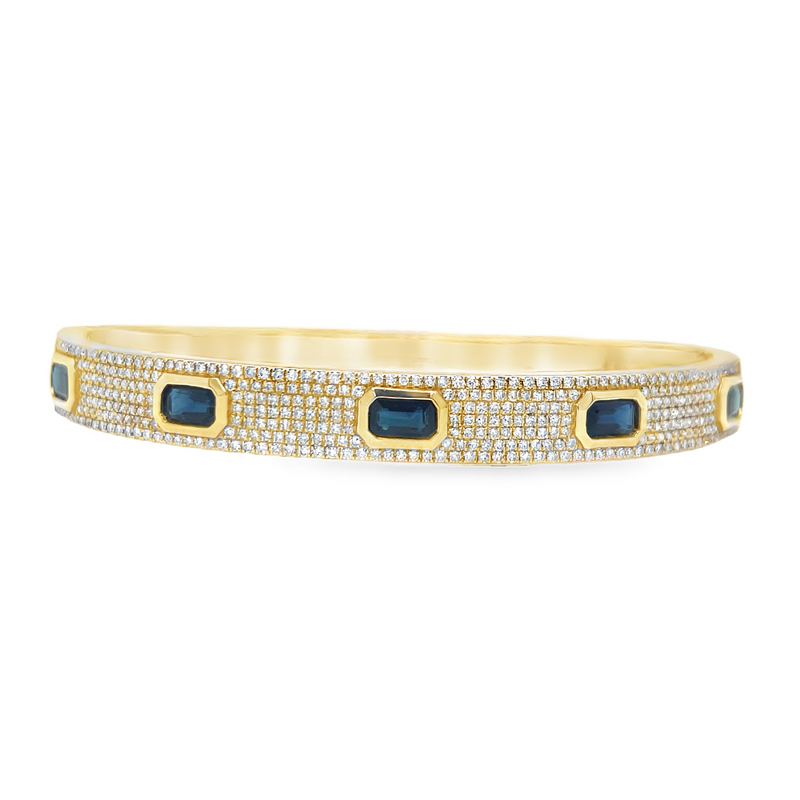 Jai's 14K Yellow Gold Sapphire & Pave Diamond Bangle