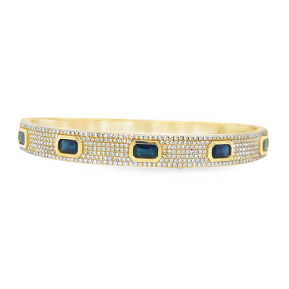 Jai's 14K Yellow Gold Pave Diamond & Sapphire Bangle