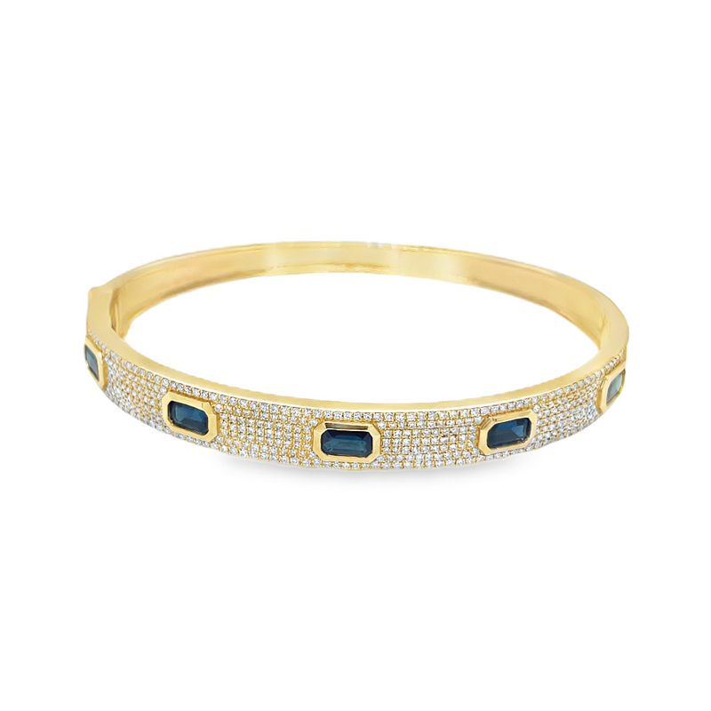 Jai's 14K Yellow Gold Pave Diamond & Sapphire Bangle