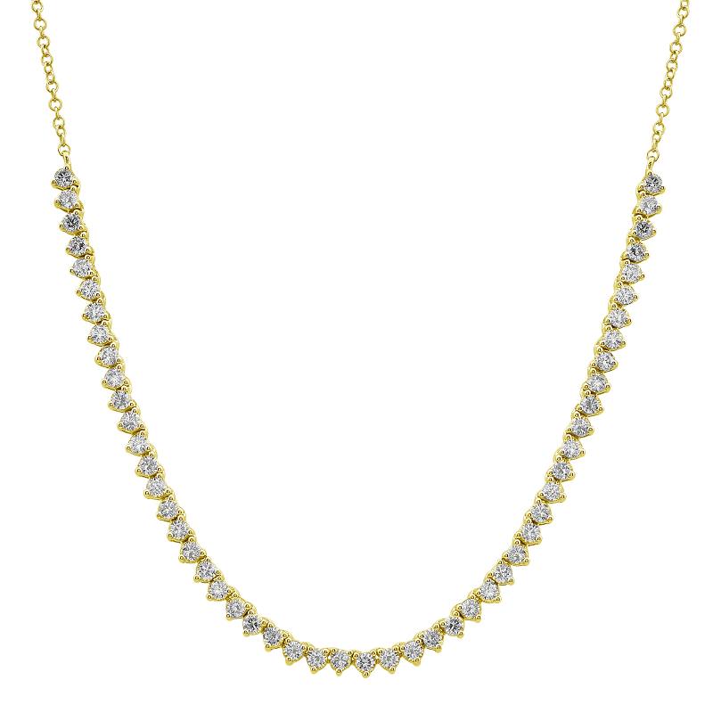 Jai's 14K Yellow Gold Semi-pave Diamond Tennis Necklace