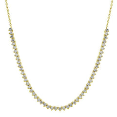 Jai's 14K Yellow Gold Semi-pave Diamond Tennis Necklace