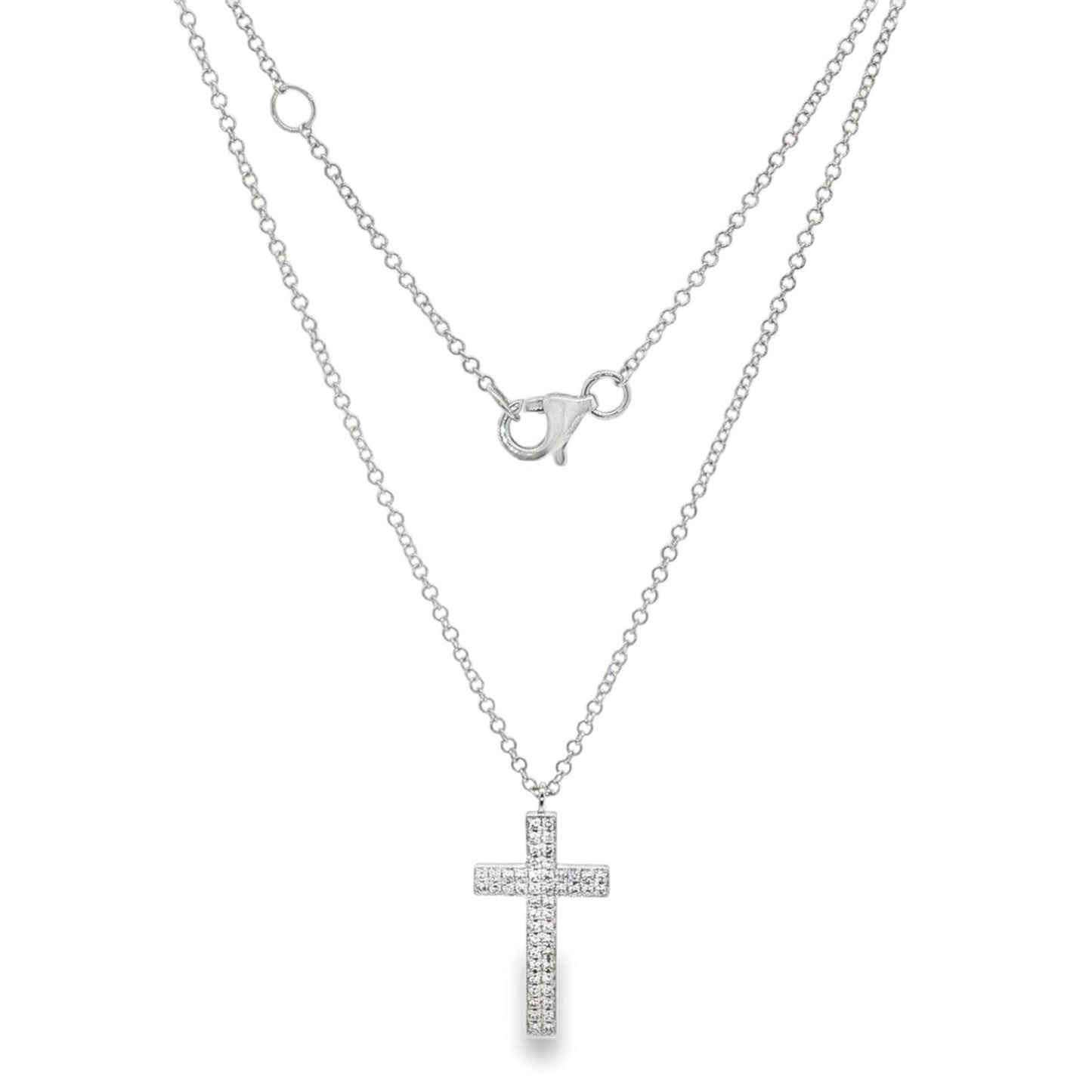Jai's 14K White Gold Diamond Cross Necklace - 18"