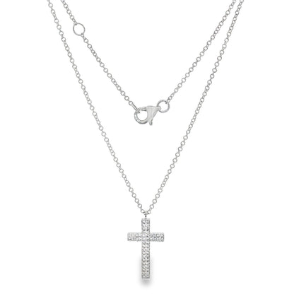 Jai's 14K White Gold Diamond Cross Necklace - 18"