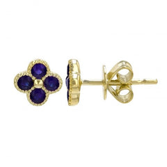 Jai's 14K Yellow Gold Sapphire Clover Studs