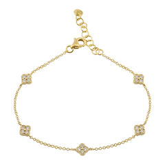 Jai's 14K Yellow Gold Diamond Clover Bracelet