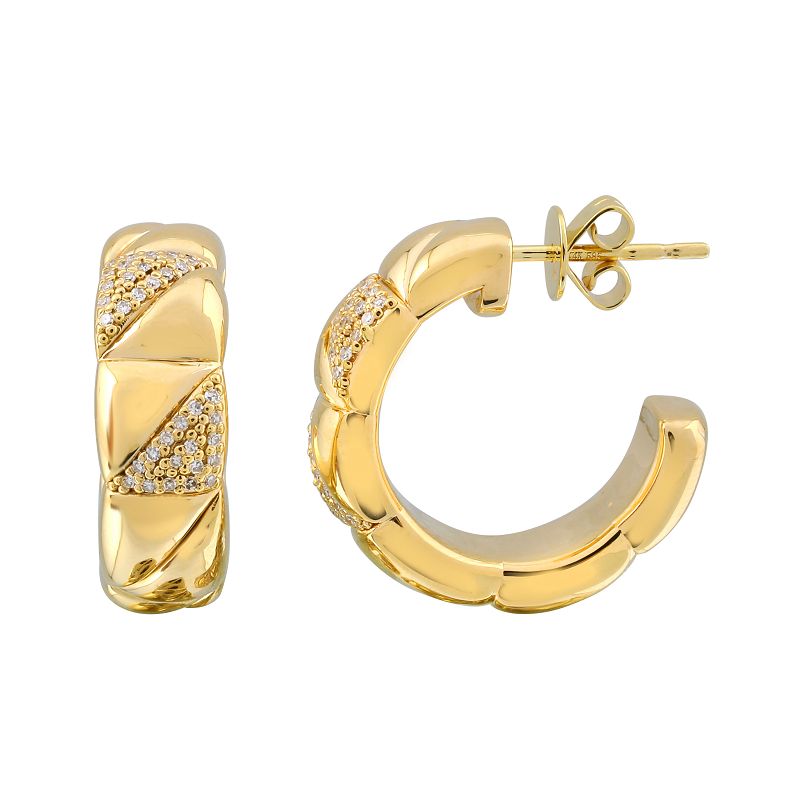 Jai's 14K Yellow Gold Diamond Ridged Hoops