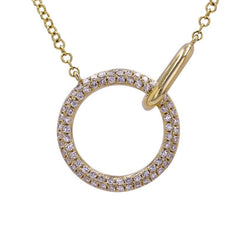 Jai's 14K Yellow Gold Diamond Circular Charm Necklace