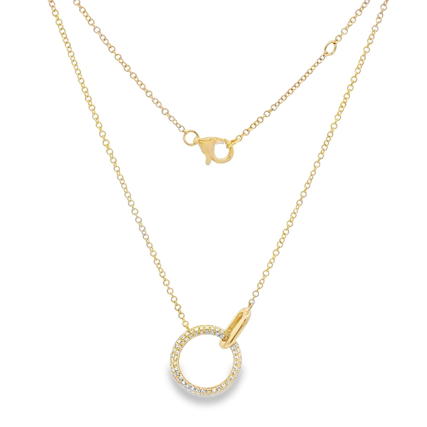 Jai's 14K Yellow Gold Diamond Circular Charm Necklace