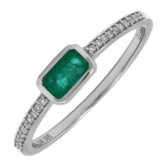 Jai's 14K White Gold Emerald & Diamond Ring