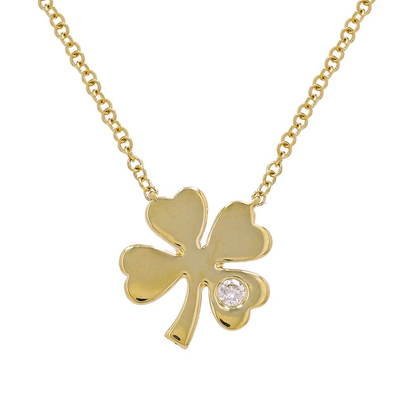 Jai's 14K Yellow Gold Diamond Clover Necklace - 18"