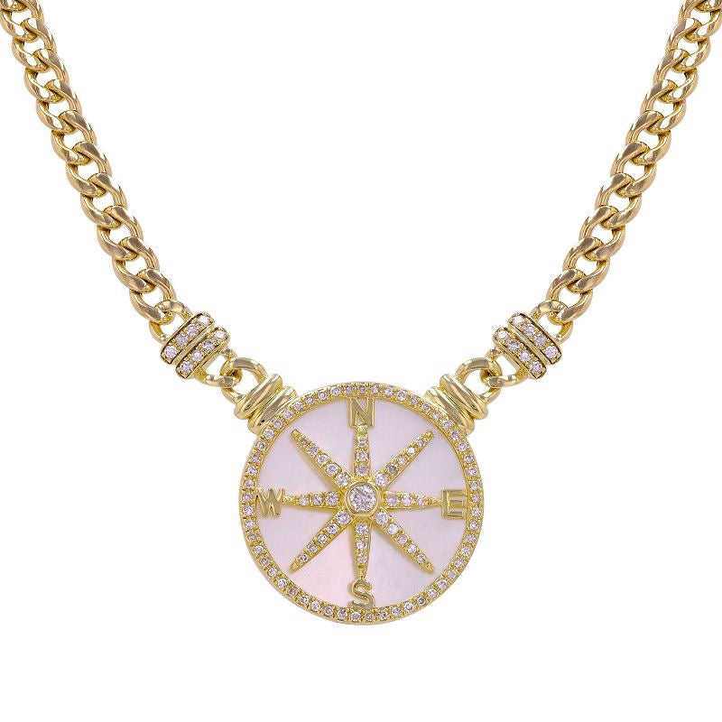 Jai's 14K Yellow Gold Diamond & Mother-of-Pearl Compass Necklace