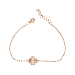 Jai's 14K Rose Gold Diamond Faceted Clover Bracelet