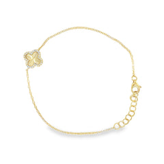 Jai's 14K Yellow Gold Diamond Faceted Clover Bracelet