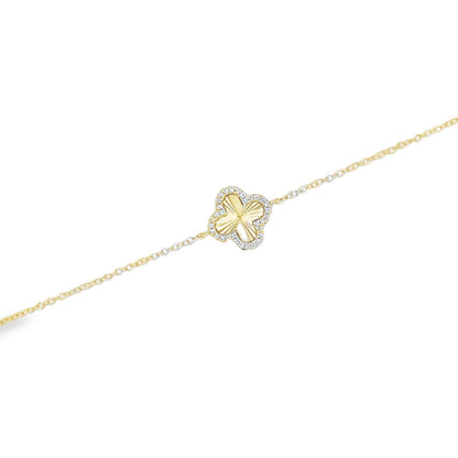 Jai's 14K Yellow Gold Diamond Faceted Clover Bracelet