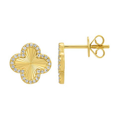 Jai's 14K Yellow Gold Diamond Clover Studs