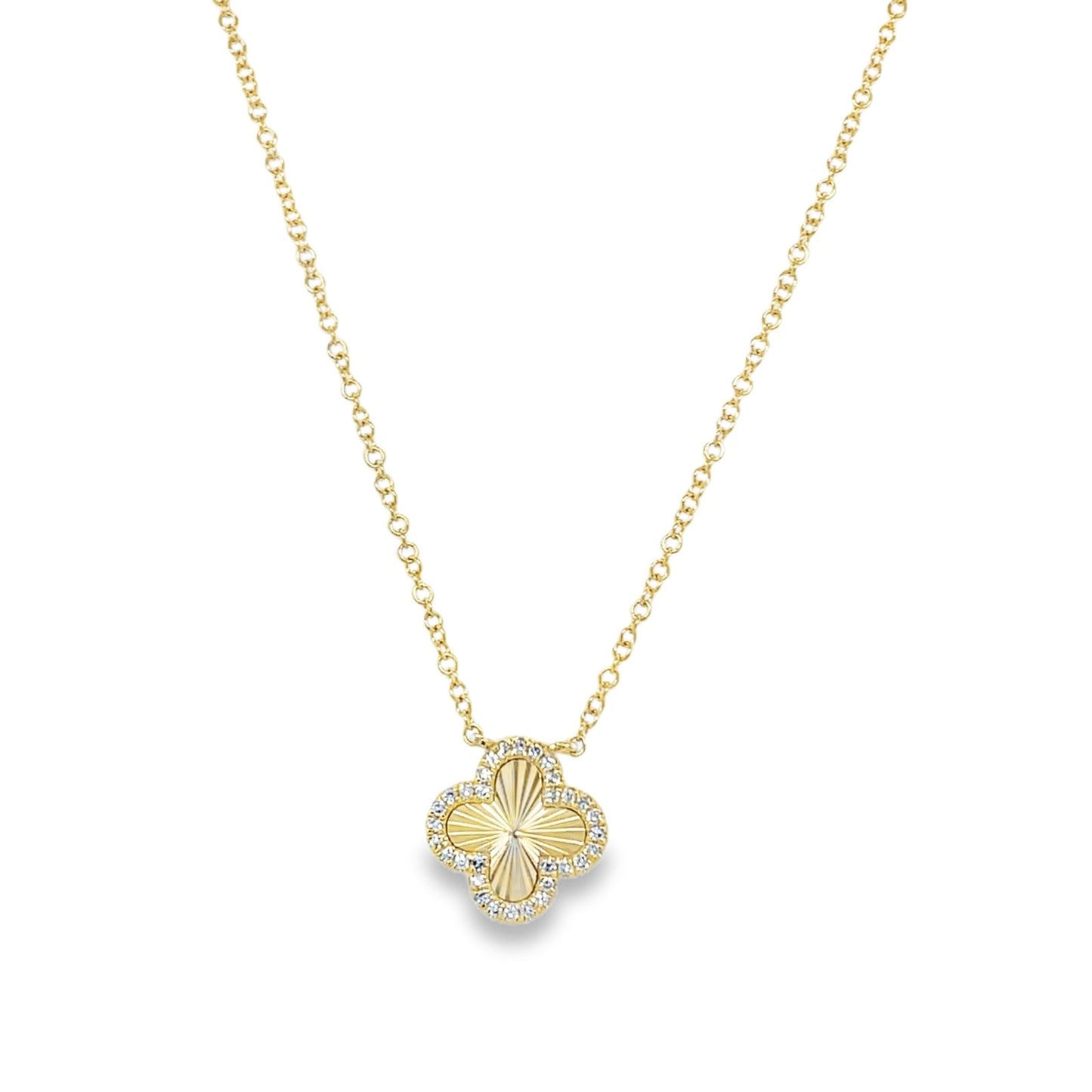 Jai's 14K Yellow Gold Diamond Clover Necklace