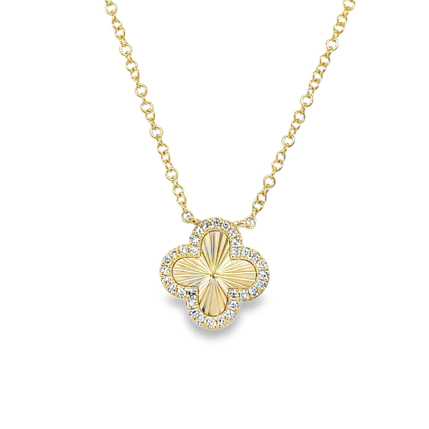 Jai's 14K Yellow Gold Diamond Clover Necklace