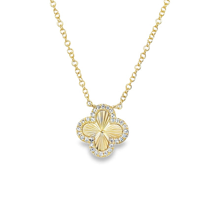 Jai's 14K Yellow Gold Diamond Clover Necklace