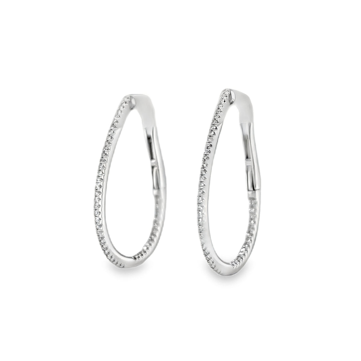 Jai's 14K White Gold 0.25-carat Diamond Oval Inside-out Hoops