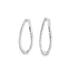Jai's 14K White Gold 0.25-carat Diamond Oval Inside-out Hoops