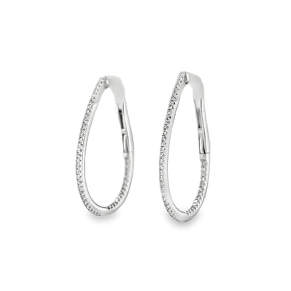 Jai's 14K White Gold 0.25-carat Diamond Oval Inside-out Hoops