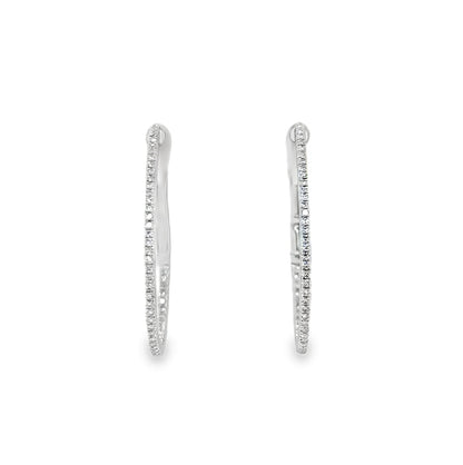 Jai's 14K White Gold 0.25-carat Diamond Oval Inside-out Hoops