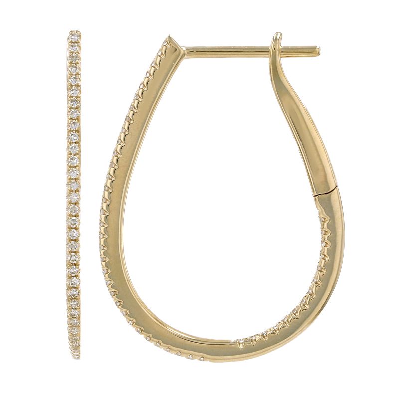 Jai's 14K Yellow Gold 0.25-carat Diamond Oval Inside-out Hoops