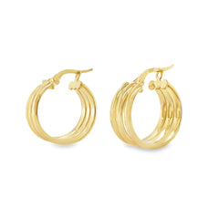 Jai's 14K Yellow Gold Triple-banded Hoops