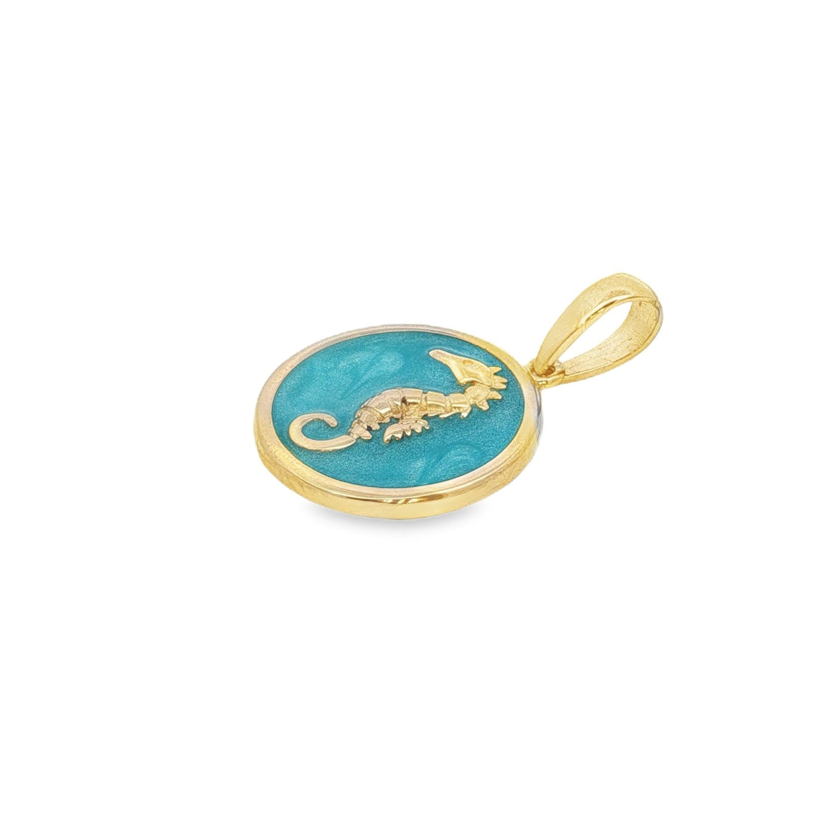 Jai's Gold-plated Sterling Silver Turquoise-accented Seahorse Pendant