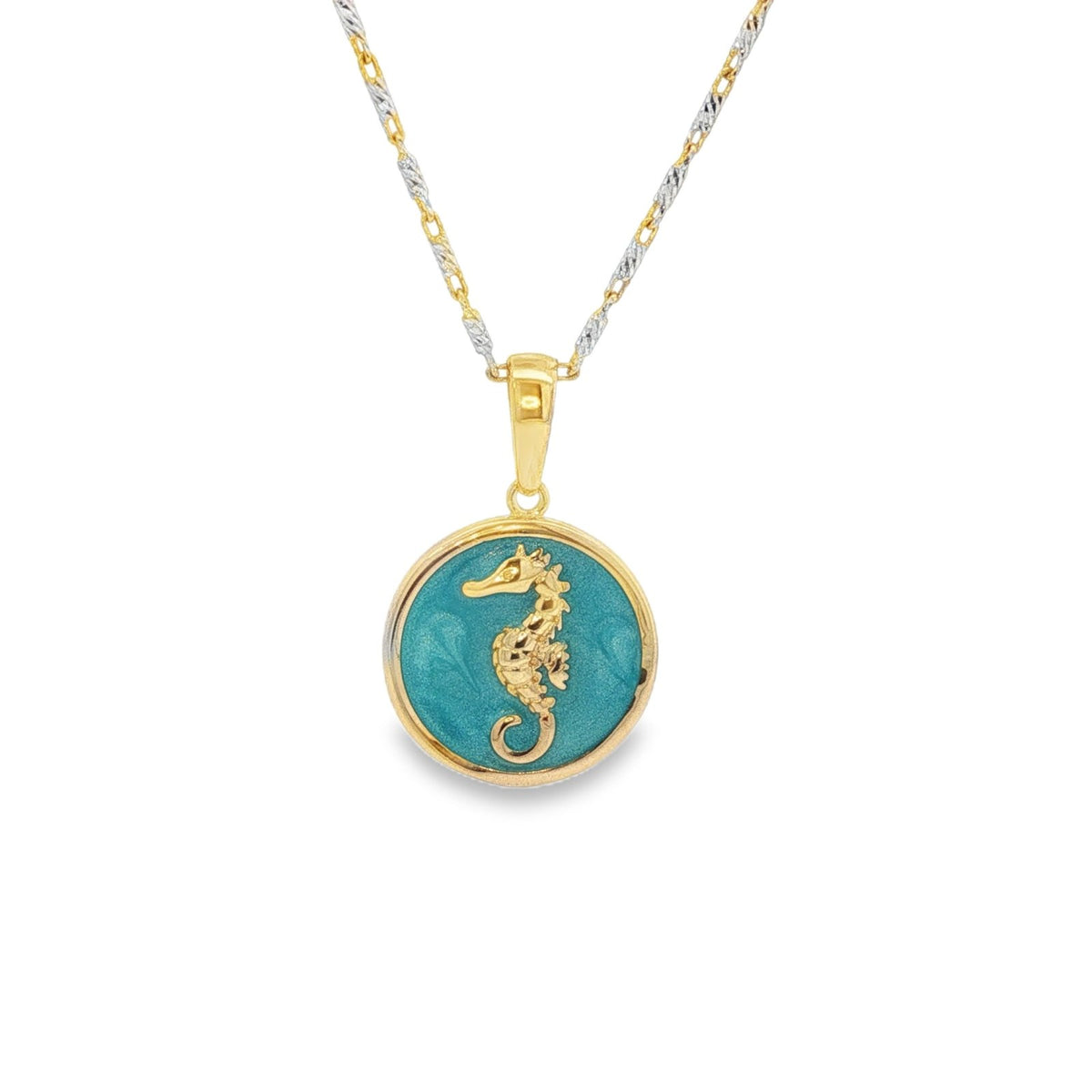 Jai's Gold-plated Sterling Silver Turquoise-accented Seahorse Pendant