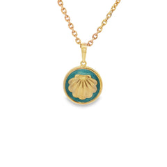 Jai's Gold-plated Sterling Silver Turquoise-accented Seashell Pendant